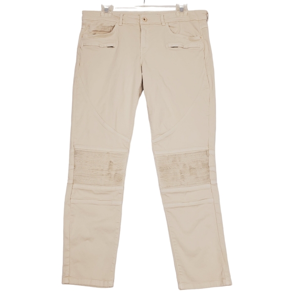 Zara Kahki Moto Pants Size 12 - Picture 1 of 16